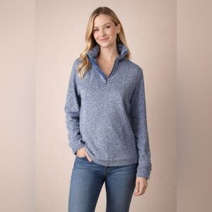 Old Navy Heathered Blue Zipped -Neck Sweater. PTP 20